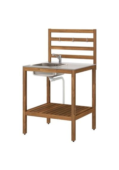 Ikea Nämmarö Dış Mekan Lavabo Ünitesi, Açık Kahverengi-paslanmaz Çelik, 80x62 Cm, Bataryasız