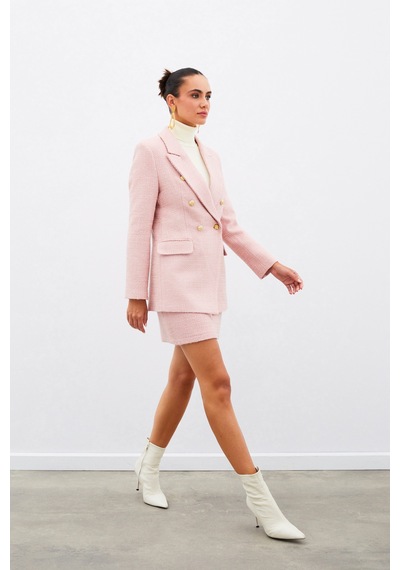 Sateen Mini Boy Tüvit Etek - Pembe-134945 Pembe