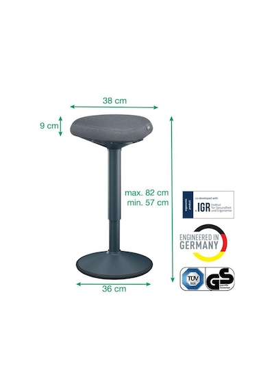 Leitz Ergo Active A Konforlu Oturaklı Sit Standing Tabure - Kod:65450089 Gri