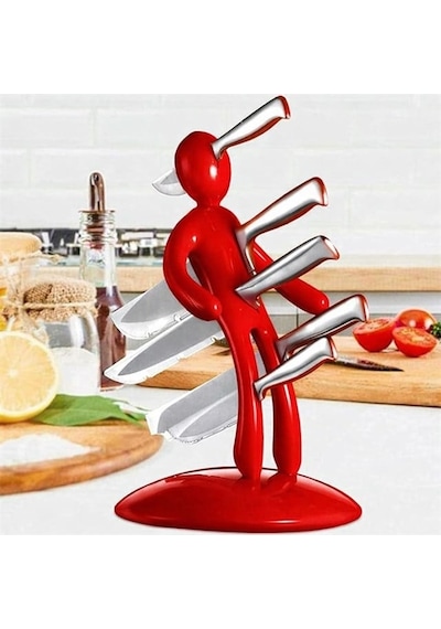Sn-29169 Kırmızı Çok Amaçlı Mutfak Tezgah Üstü Bıçak Tutucu Stand Organizer Renkli