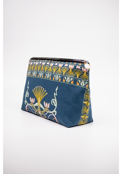 Fabric Craft Bag Portföy Çanta Fermuarlı Clutch Lacivert - Sarı