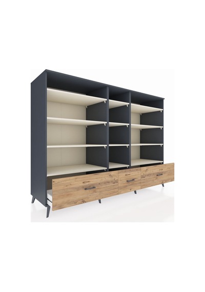 Kronos Dolap 12 Raflı 3 Çekmeceli 220x59x163 Antrasit-aytaşı/çam Aytası/atlas Çam - Antrasıt Kronos Dolap 12 Raflı 3 Çekmeceli 220x59x163 Antrasit-aytaşı/çam Aytası/atlas Çam - Antrasıt