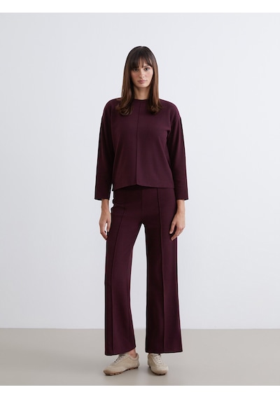 Lcw Vision Bordo Beli Lastikli Kadın Triko Pantolon