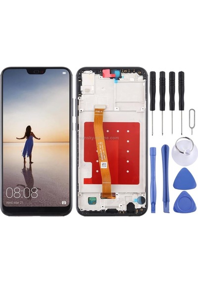 Huawei Uyumlu P20 Lite Lcd Ekran Dokunmatik Full Çıtalı Siyah