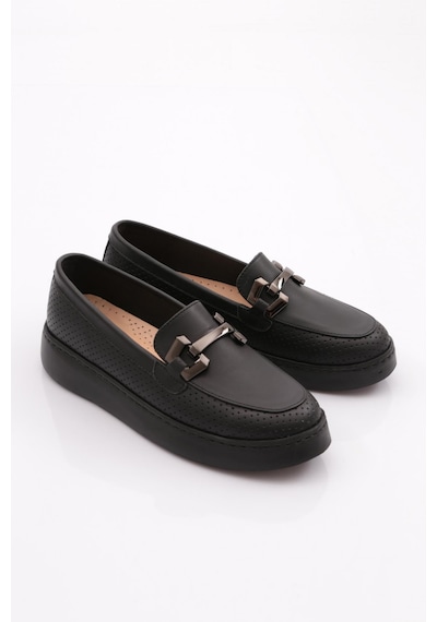 Dgn 422 Kadin Tokali Lazerli Loafer Ayakkabi 422-1567-17019 Siyah