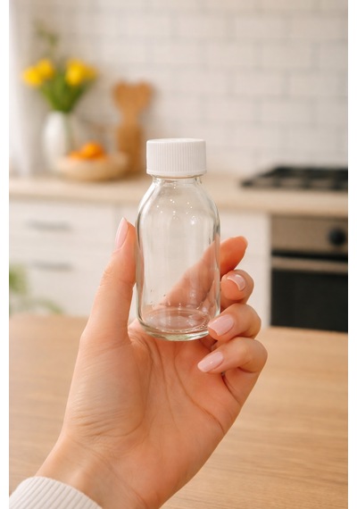 12 Adet 100 Ml Kilitli Beyaz Kapaklı Şeffaf Detox Shot Şişesi 100 Cc Ginger Şat Beyaz Cam Şişe Şeffaf - Siyah