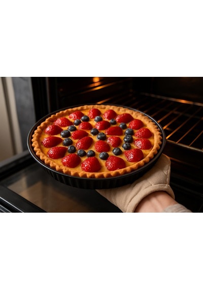 Cook-lab 30cm Zindeliklı Emaye Kaplama Tart Turta Kek Kalıbı Siyah Diğer