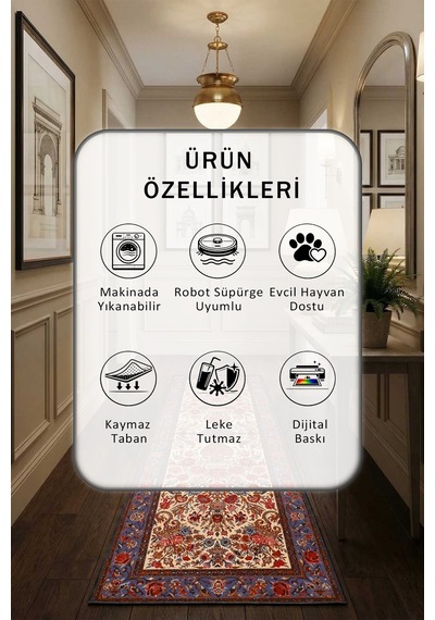 A-16 Dijital Baskılı Kaymaz Yıkanabilir Yolluk Vizon