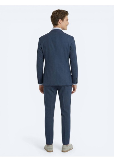 Kip Mavi Çizgili Comfort Fit Takım Elbise