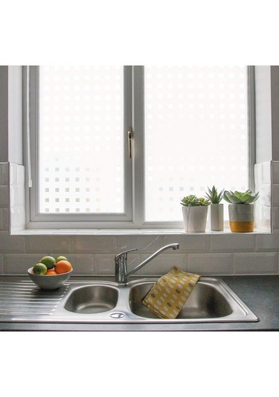 Technosmart 45x150 Cm Modern Kare Desenli Statik Cam Kaplama Folyo Mutfak Ofis Banyo Pencere