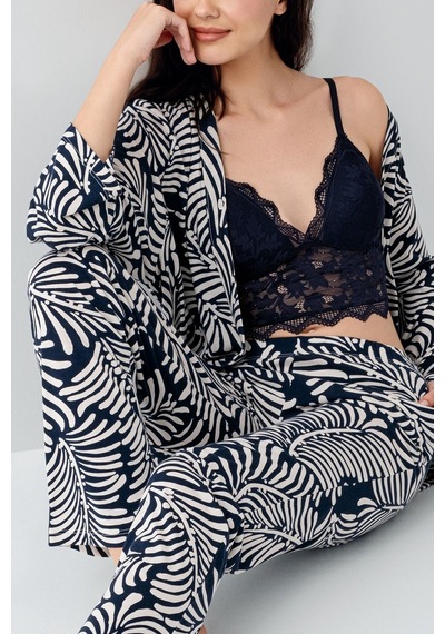 Arnetta Kadın Lacivert 3lü Pijama Takım Lacivert