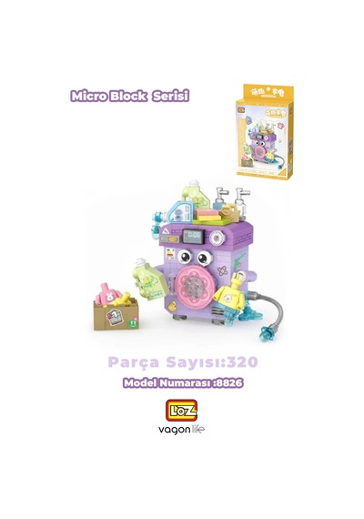 Loz Micro Block Serisi Çamaşır Makinesi Figürü 320 Parça Dekoratif Oyuncak Yapım Seti Yapı Blok Fflz-8826