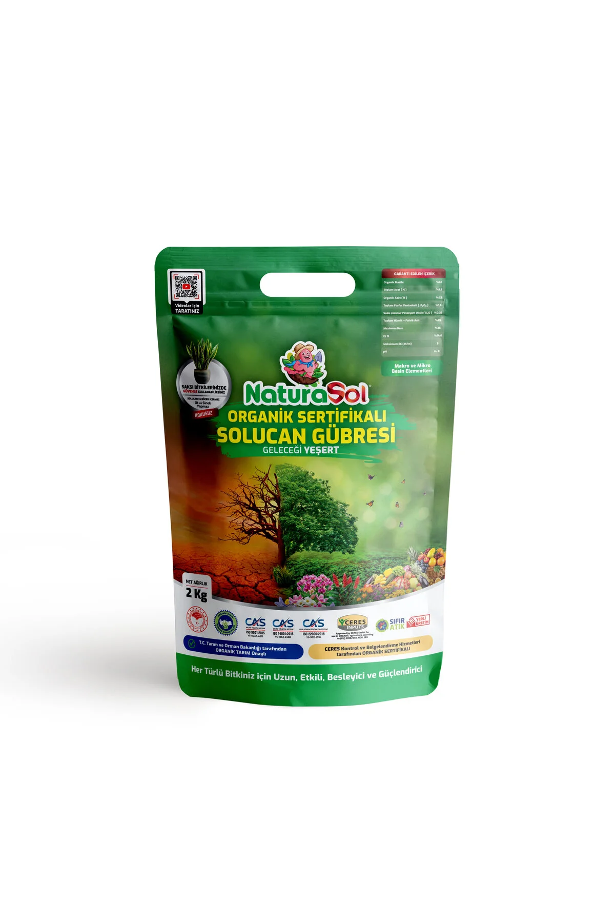 Naturasol ORGANİK SERTİFİKALI Solucan Gübresi 2 Kg (4 Litre) Sebze-Meyve, Çiçekler, Çim ve Süs Bitkileri -