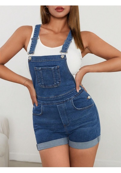 Kadın Denim Tulum Kot Salopet - Mavi