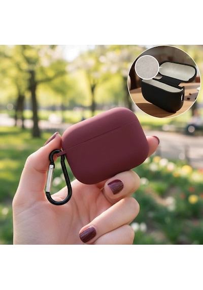 Fadex Apple AirPods Pro 2 İle Uyumlu Kılıf Askı Aparatlı Lansman Bordo Renk Tonu