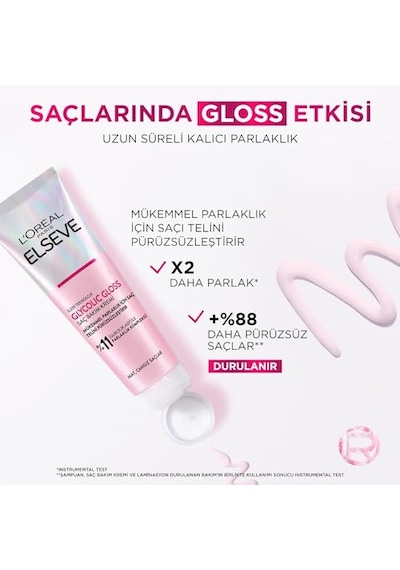 L'oreal Paris Elseve Glycolic Gloss Mükemmel Parlaklık İçin Pürüzsüzleştirici Saç Kremi 150 Ml