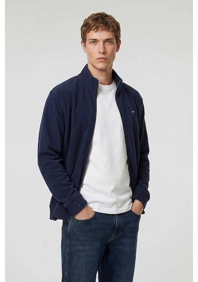 Wrangler Pamuklu Relaxed Fit Dik Yaka Fermuarlı Selanik Örgü Sweatshirt Lacivert