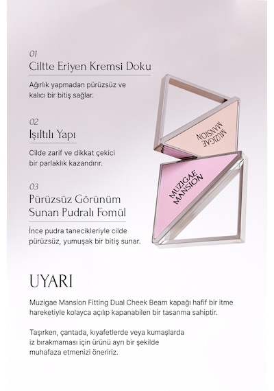 Allık Ve Aydınlatıcı Paleti + Fırça Seti Muzıgae Mansıon Dual Cheek Beam Set 01 Pure Pink 01 Pink