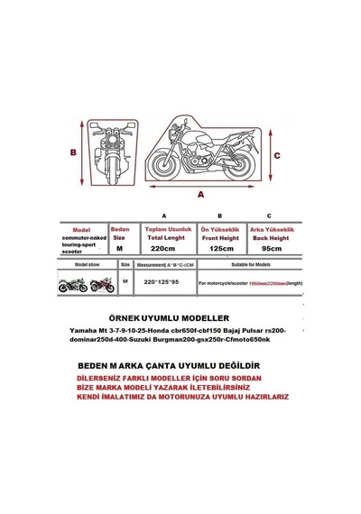 Motosiklet Brandası Su Geçirmez Motor Branda - Gri Medıum