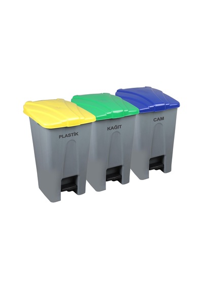Safell Pedallı Kağıt Plastik Cam Ayrıştırma Kovası