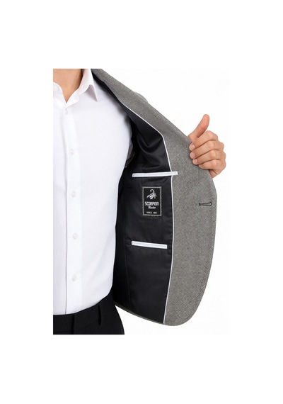 Erkek Siyah Slim Fit Blazer Ceket Tek Düğme Çift Yırtmaç Kollu Yamalı Siyah