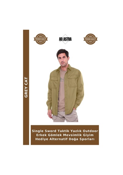 Grey Cat Single Sword Taktik Yazlık Outdoor Erkek Gömlek Mevsimlik Giyim Hediye Alternatif Doğa Sporları Çok Renkli