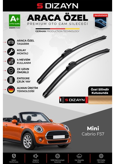 S-dizayn Mini Cabrio Ön Cam Silecek Seti 2016 Üzeri Premium Araca Özel 45-48 Cm A+ Kalite