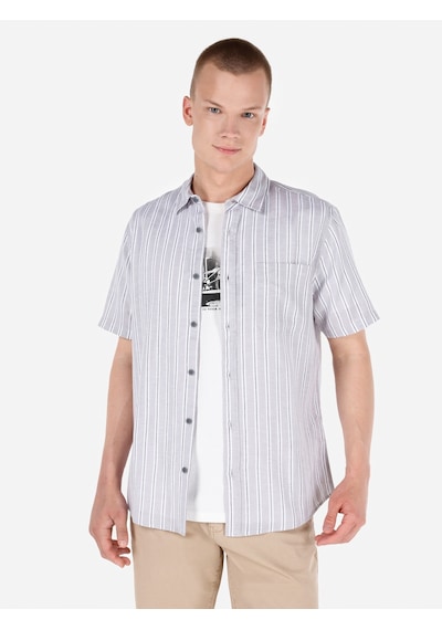 Colin's Colins Normal Kesim Shirt Yaka Baskılı Gri Erkek Kısa Kol Gömlek Cl1067847 Cl1067847 Q1.v1 Gra Gri