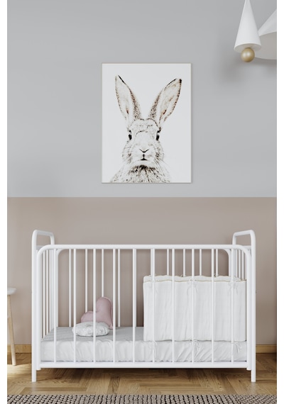Argimo Bunny 2 Kademeli Metal Bebek Beşiği Park Beşik Karyola 60x120 Beyaz Cibinliksiz