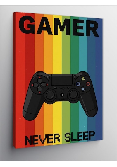 Kanvas Tablo "gamer Never Sleep" Ve Oyun Tutkusu 50cmx70cm