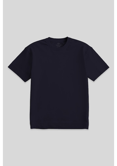 Tommylıfe Lacivert Basic Kısa Kol O Yaka Büyük Beden Erkek T-shirt - 88072