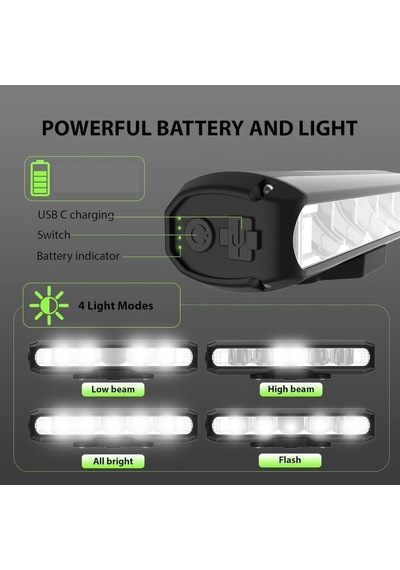 Asia Beam - 6 Usb Şarjlı 1400lm Bisiklet Ön Işık Far Siyah