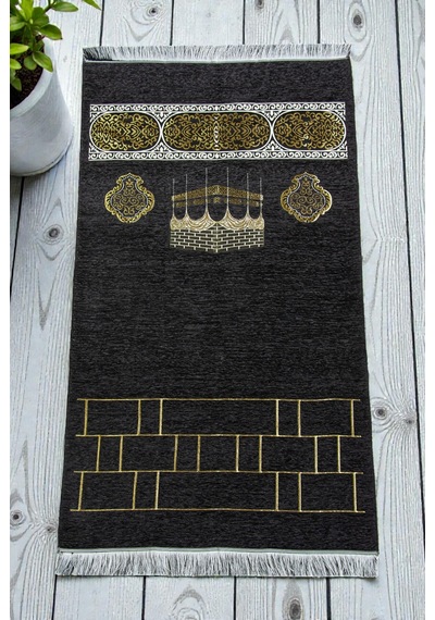 Kabe Motifli Şönil Seccade - Siyah
