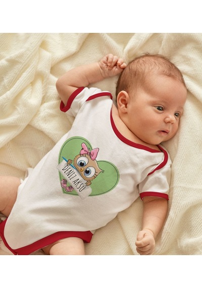 Bk Gift Bk Kids Kişiye Özel İsimli Kırmızı Bebek Body Zıbın-45 0-3 Ay