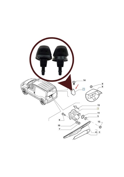 Arka Cam Silecek Su Fıskiyesi 60666173 Fiat Doblo Fiorino İçin Standart