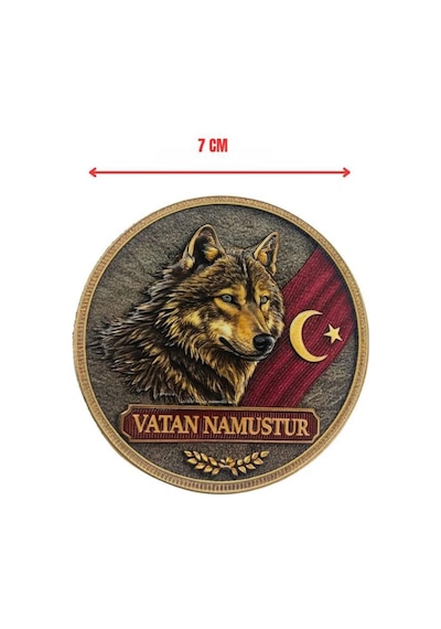 Vatan Namustur Kurt Armalı Plastik Patch 7 Cm Çok Renkli