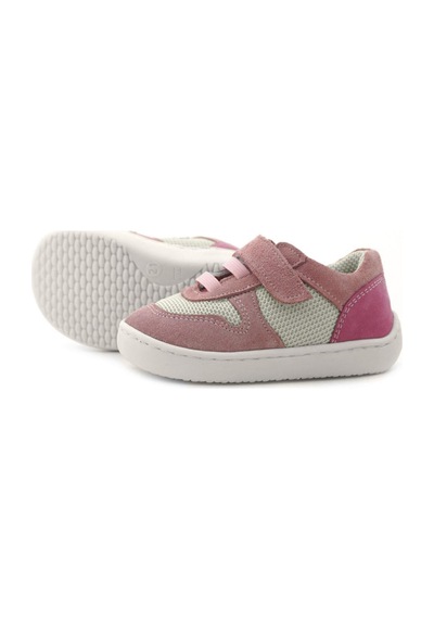 Rakerplus Bob Hakiki Deri Pudra Pembe Barefoot Cırtlı Lastikli Bebek Sneaker Ayakkabı Pembe