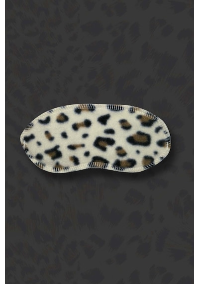 Kız Çocuk Leopar Desenli Göz Bantlı Peluş Polar Pijama Takımı Siyah