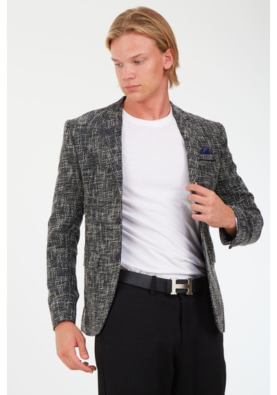 Sposo 5118 Dar Kalıp Kışlık Lacivert Erkek Blazer Ceket Lacivert