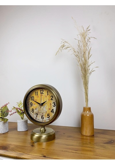 Eskitme Metal Kaos Masa Saati 25 20 Cm Renkli