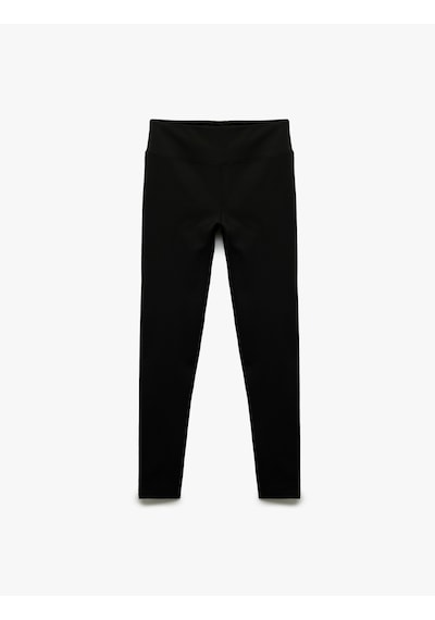 Koton Normal Bel Dikiş Detaylı Skinny Fit Spor Tayt Siyah 5sak40250nk Siyah