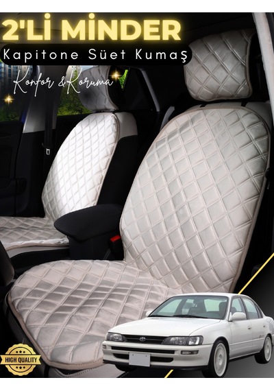 Toyota Corolla Efsane Kasa Uyumlu 2'li Süet Oto Koltuk Minderi Universal Oto Aksesuar A4 Bej