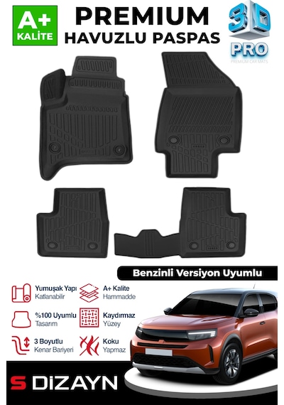 S-dizayn Opel Frontera Benzinli 3d Pro Havuzlu Paspas 2025 Üzeri A+ Kalite