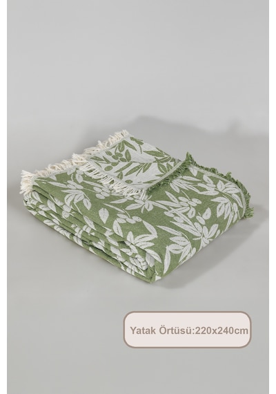 Elart Tina Pike Yatak Örtüsü Çift Kişilik %100 Pamuk 220x240 Cm Yeşil Yeşil