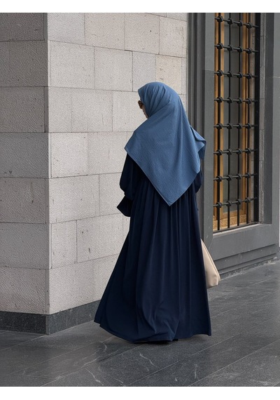 Qalortex Scarf Premium Jakarlı Hüma Büyük Boy Eşarp -indigo