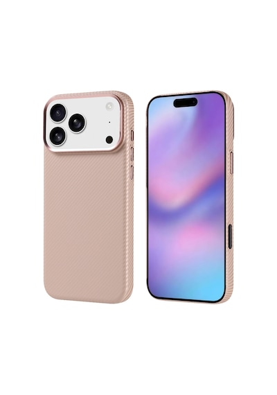 Apple iPhone Uyumlu 17 Pro Max Kılıf Karbon Görünümlü İnce Hafif Esnek Yapılı Şık Sert Silikon Kapak Ryc/nekst Bej