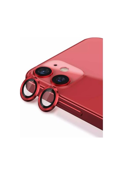 Apple Uyumlu iPhone 12 Mini 11 Alüminyum Seri Kamera Lens Koruyucu Kırmızı