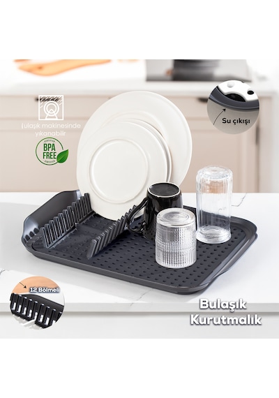 Porsima 1213 Bulaşık Sepeti Tezgah Üstü Kurutmalık Mat Antrasit