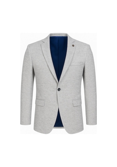 Plus Scorpion Erkek Karyağdı Desenli Slim Fit Blazer Ceket Mavi & Gri Şık Günlük Ve Ofis Kombin Color2