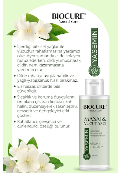 Biocure Yasmin Özlü Masaj ve Vücut Bakım Yağı 100 ML